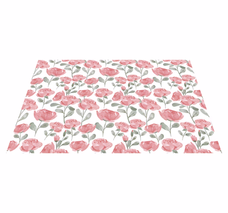 Poppies botanical motif floral vinyl carpet - TenStickers