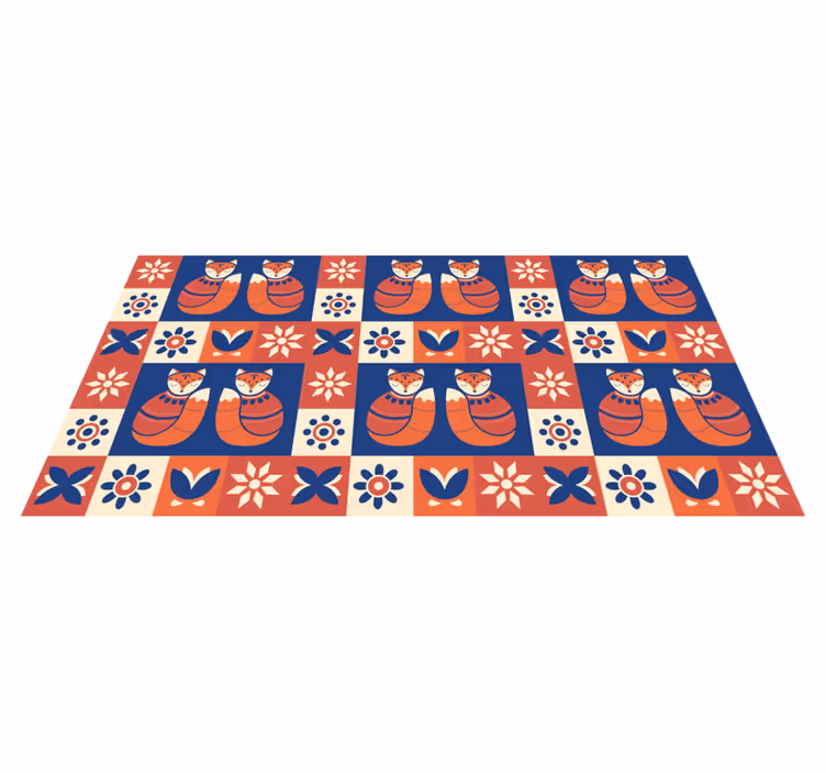 Colourful Fox Patterns kids vinyl carpet - TenStickers