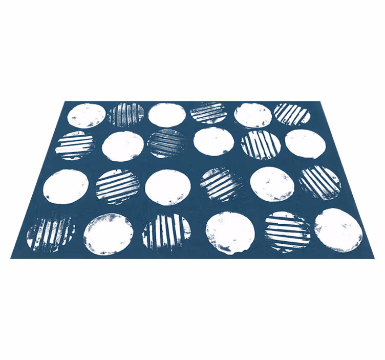 Circular white strokes geometric vinyl carpet - TenStickers