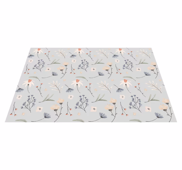 Floral leaf illustration floral vinyl carpet - TenStickers