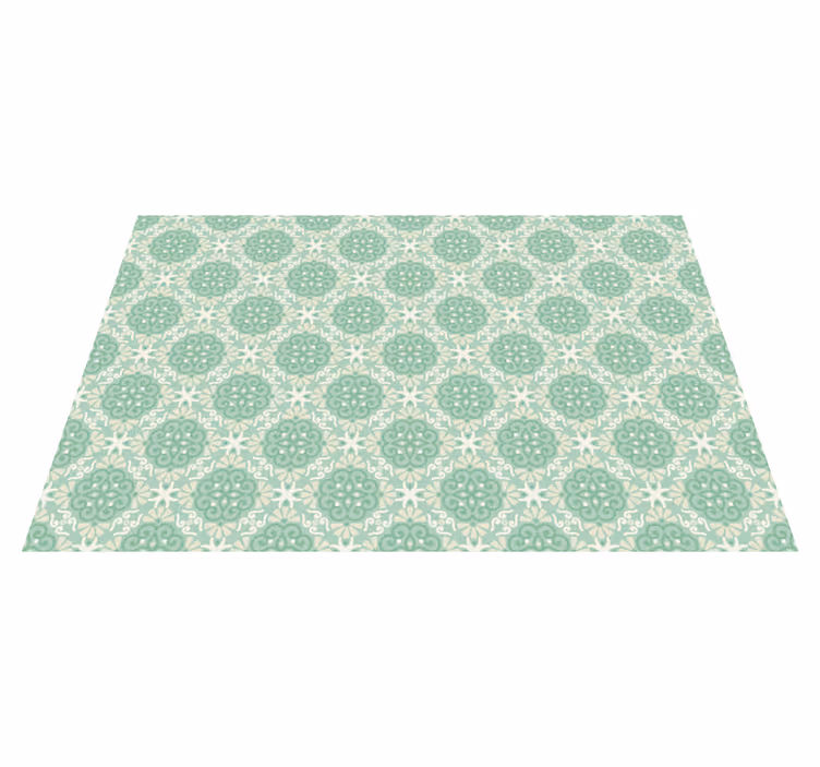 Intricate Green Pattern tile vinyl carpet - TenStickers