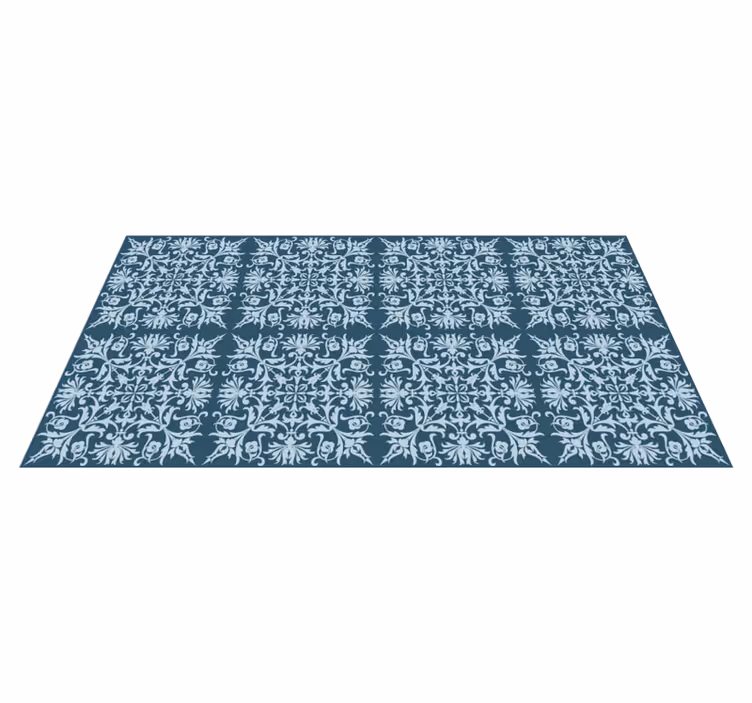 Floral Pattern Blueprint tile vinyl carpet - TenStickers