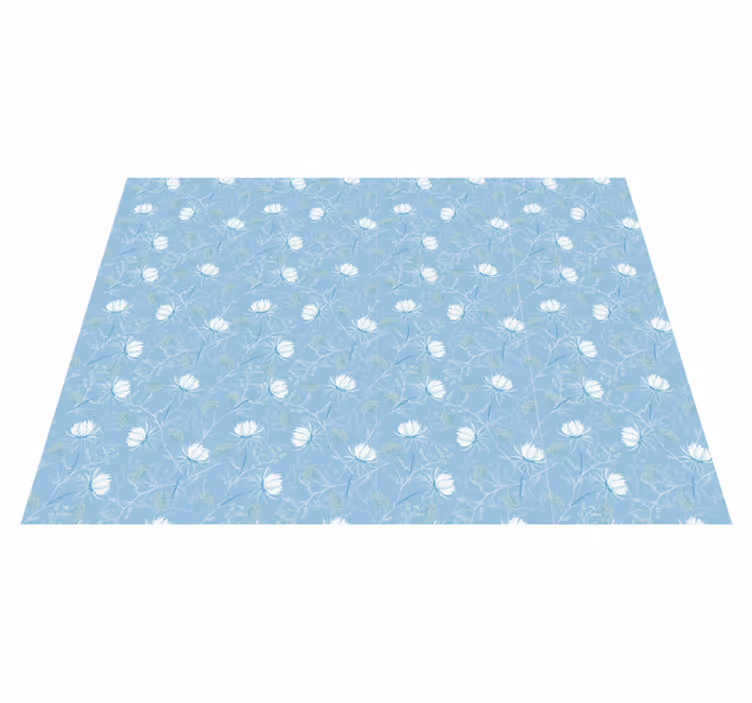 Botanical Leaf Motif blue vinyl carpet - TenStickers