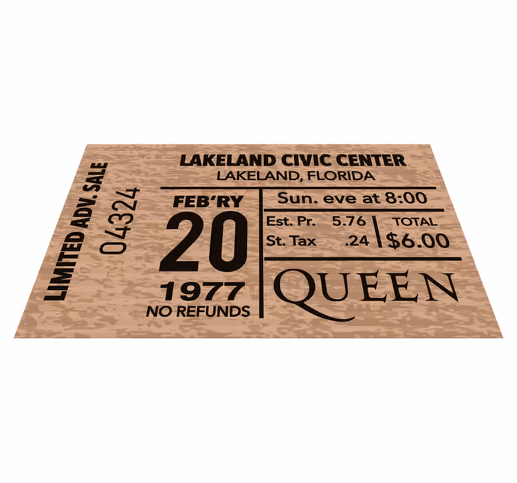 Concert Ticket Replica custom vinyl carpet - TenStickers