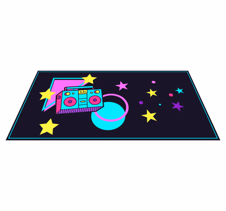 Colorful Boombox Graphic vintage vinyl carpet - TenStickers