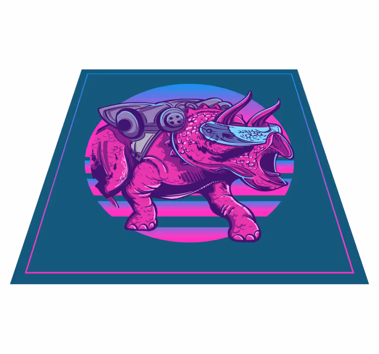 Cybernetic Rhino Illustration animal vinyl carpet - TenStickers