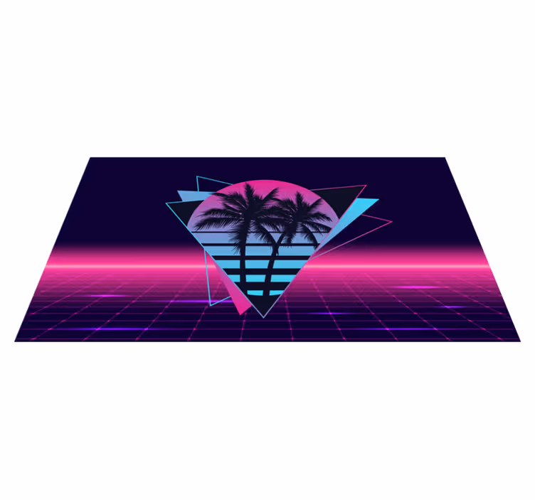 Retro Neon Palms vintage vinyl carpet - TenStickers
