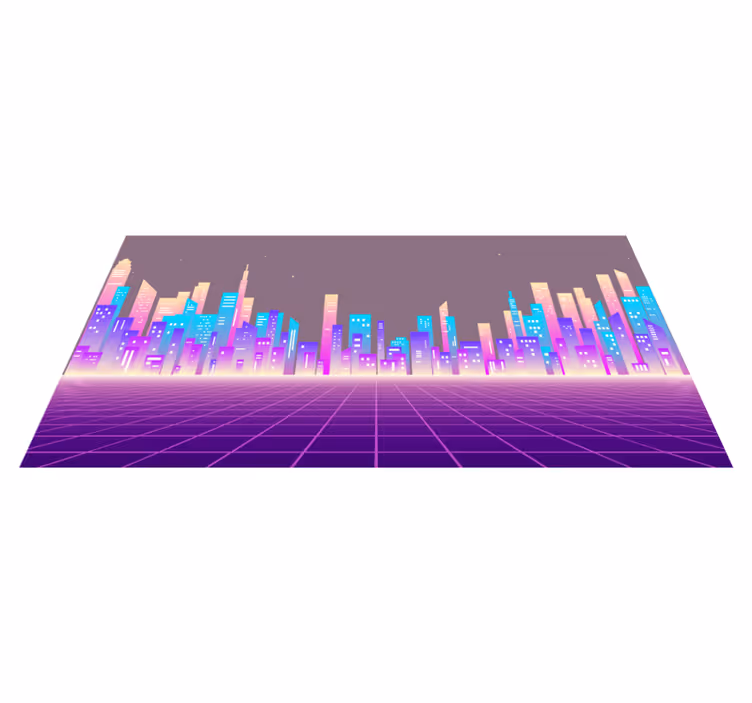 Neon Cityscape Horizon modern vinyl carpet - TenStickers