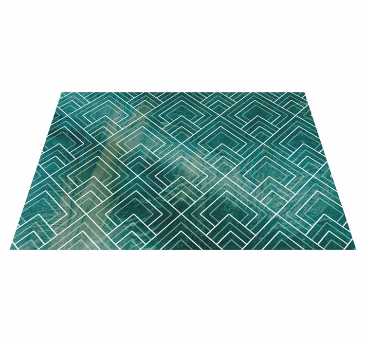 Geometric Green Chevron tile vinyl carpet - TenStickers