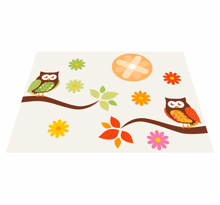 Colorful Nursery Owls kids vinyl carpet - TenStickers