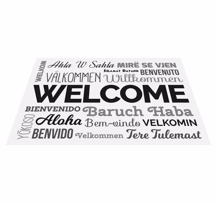 Multilingual Welcome Design entrance hall vinyl carpet - TenStickers
