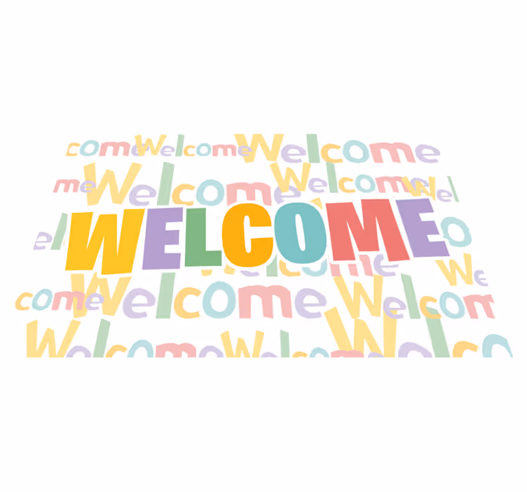 Colorful Welcome Typography custom vinyl carpet - TenStickers