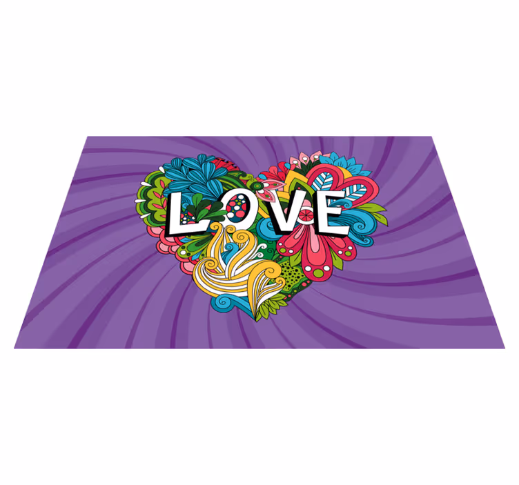 Colorful Love Illustration custom vinyl carpet - TenStickers