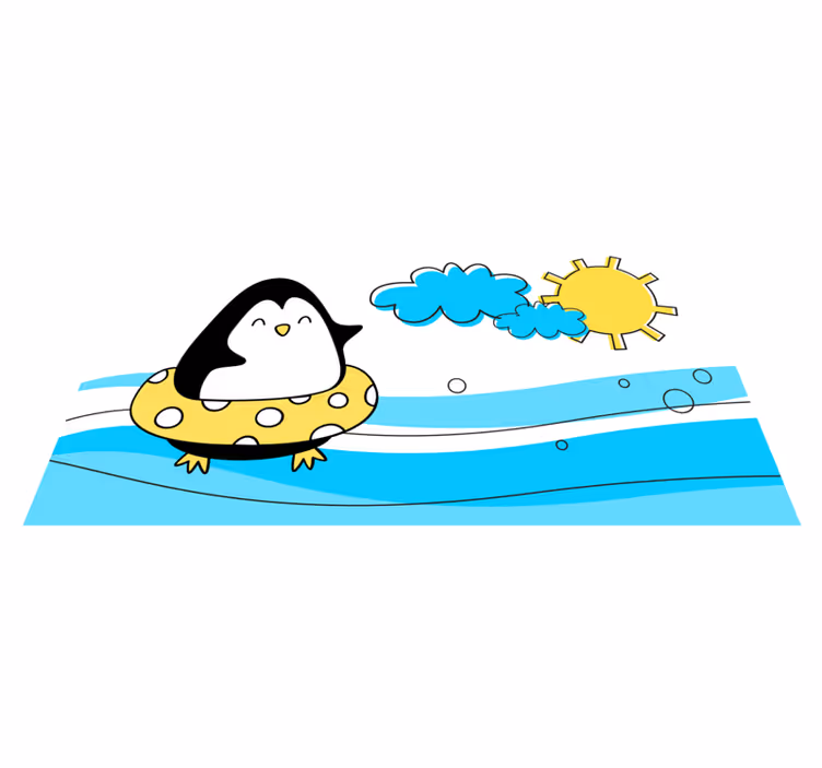 Playful Penguin Illustration kids vinyl carpet - TenStickers