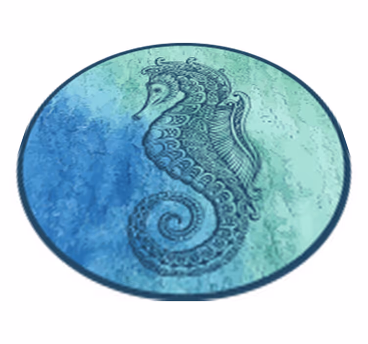 Seahorse Circular Pattern animal vinyl carpet - TenStickers