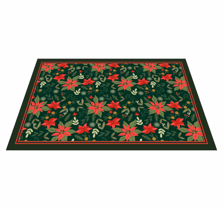 Festive Poinsettia Pattern Christmas vinyl carpet - TenStickers