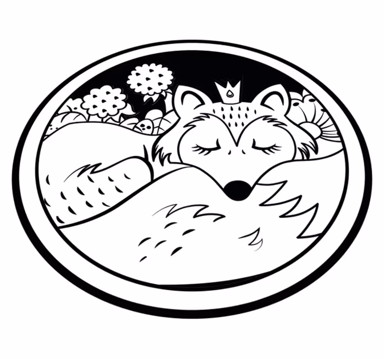 Sleeping Fox Circle animal vinyl carpet - TenStickers