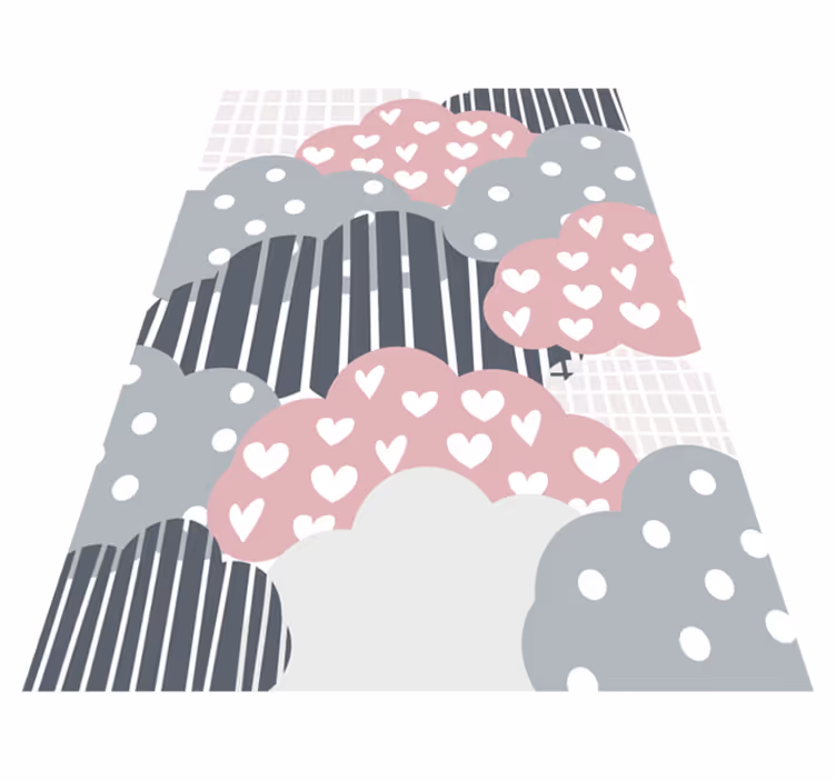 Cloudy hearts pattern kids vinyl carpet - TenStickers
