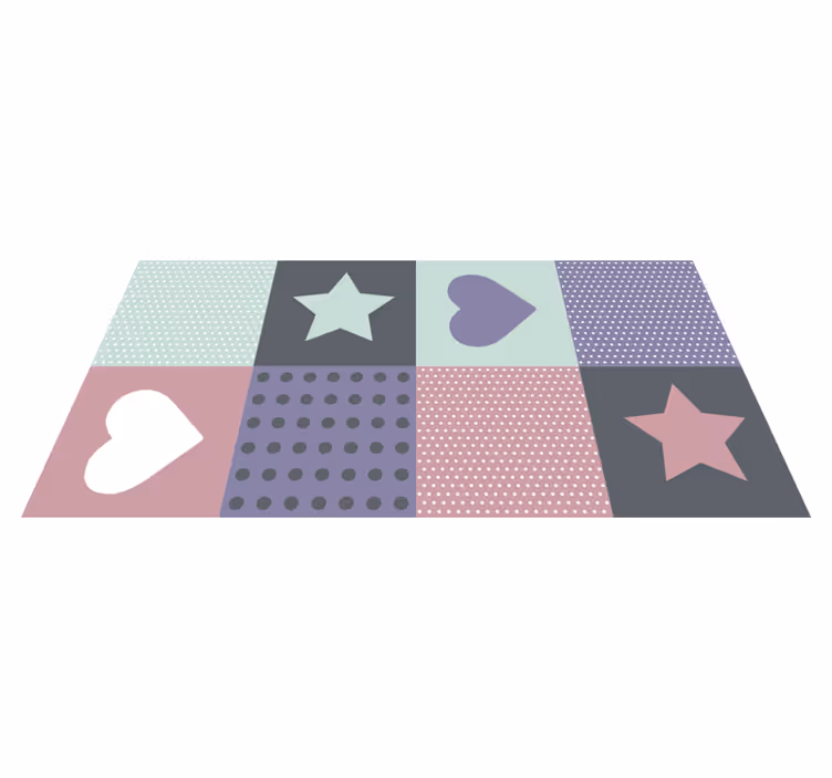 Patchwork Heart Star kids vinyl carpet - TenStickers