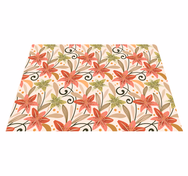 Floral vinyl carpet with floral swirl design - TenStickers