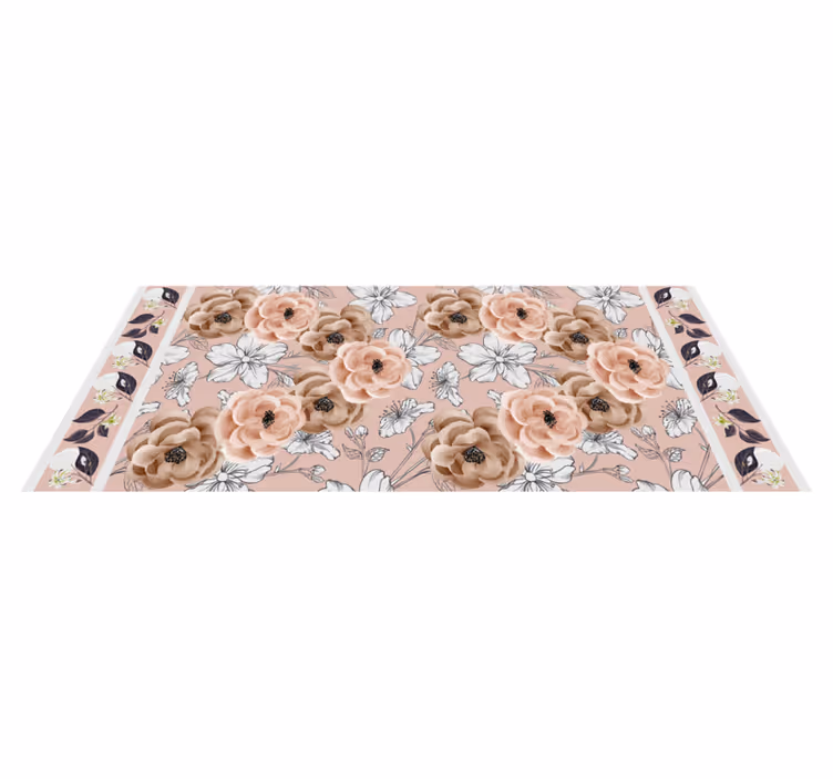 Floral vinyl carpet in blooming botanical elegance - TenStickers