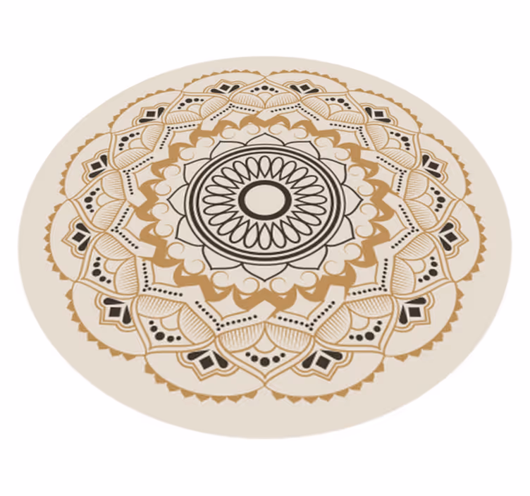 Mandala vinyl carpet beige mandala circular design - TenStickers