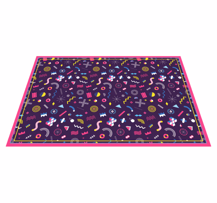 Geometric vinyl carpet in colorful shapes area - TenStickers