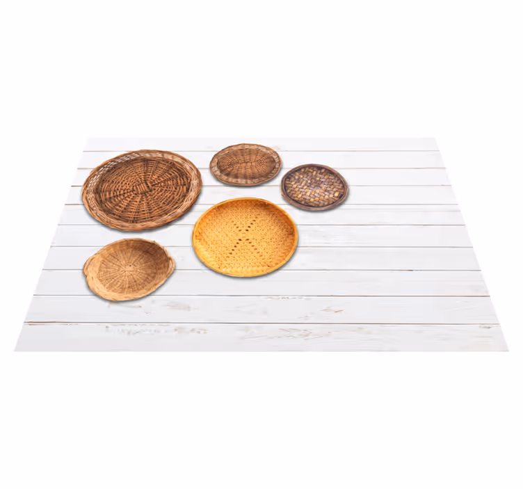 Wicker Baskets Wooden Texture grey vinyl carpet - TenStickers