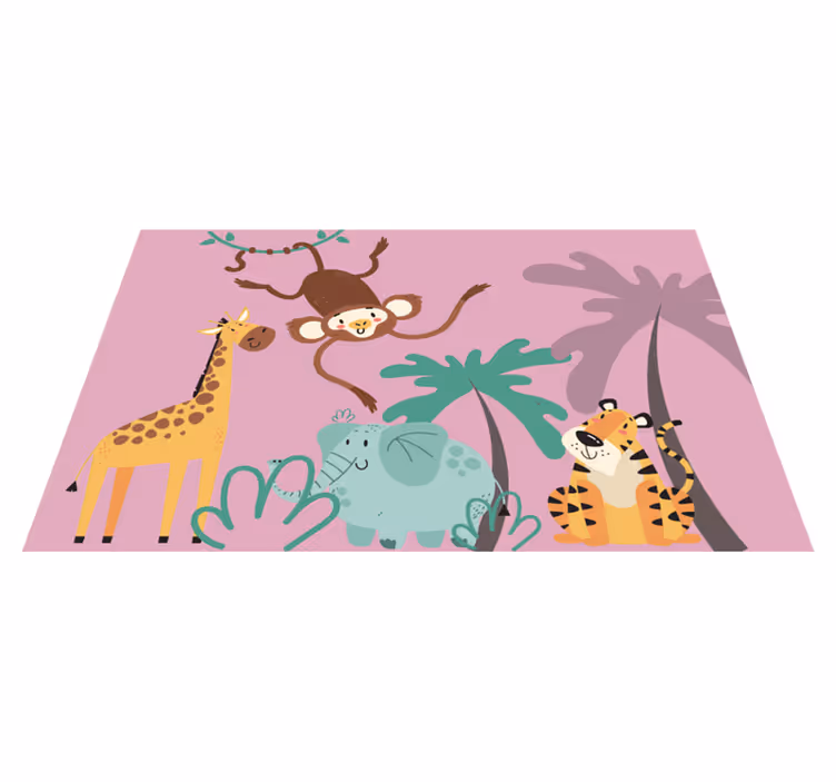Colorful Cartoon Safari Animals animal vinyl carpet - TenStickers