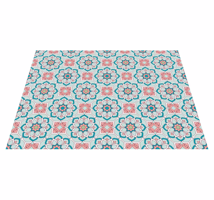 Tile Effect Pattern Overlay floral vinyl carpet - TenStickers