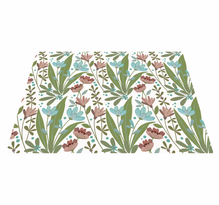 Floral vinyl carpet with botanical floral design - TenStickers