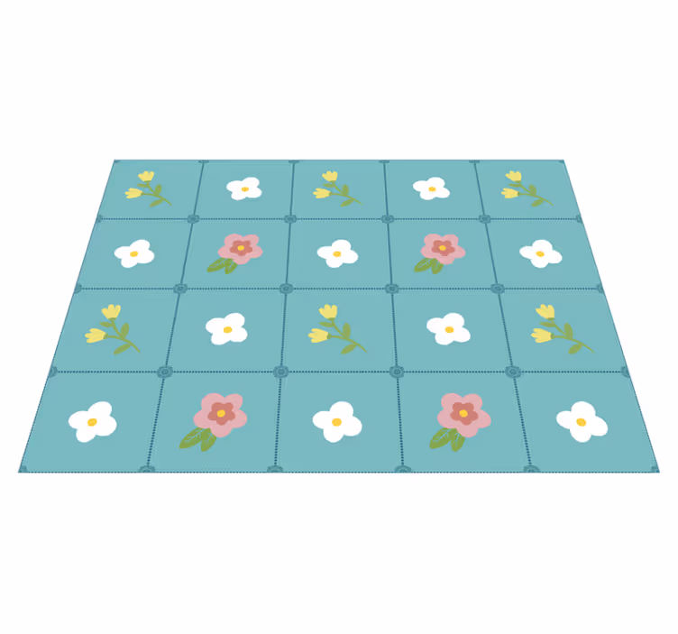 Floral tile pattern floral vinyl carpet - TenStickers