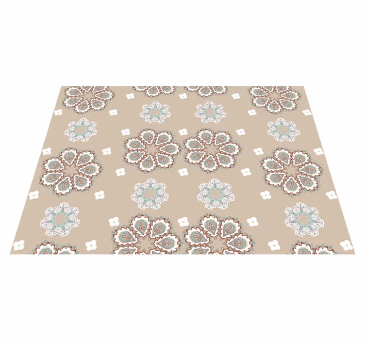 Mosaic Floral Elegant Pattern beige vinyl carpet - TenStickers