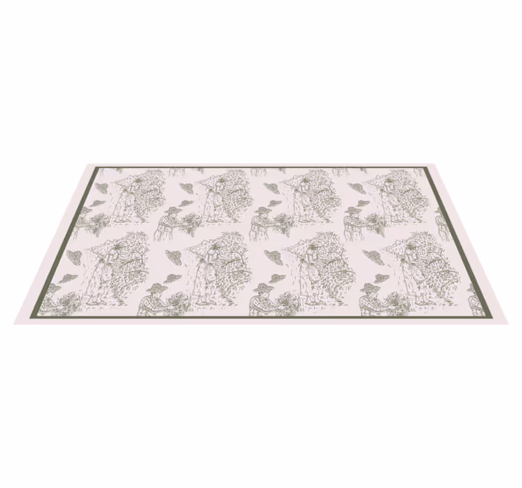 Monochrome Jungle Sketch vintage vinyl carpet - TenStickers