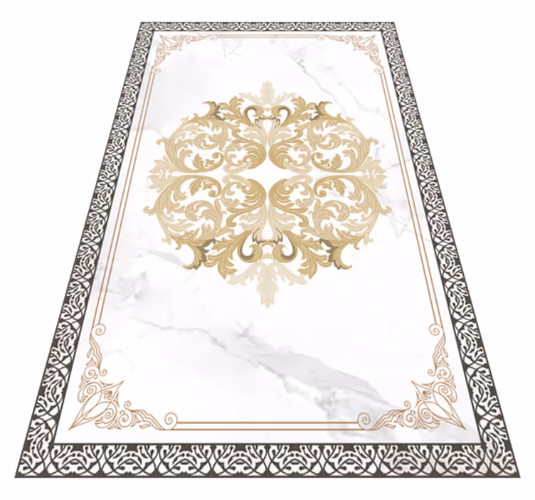 Elegant Gold Flourish marble vinyl carpet - TenStickers
