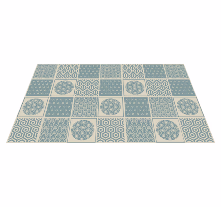 Geometric patterned blocks tile vinyl carpet - TenStickers
