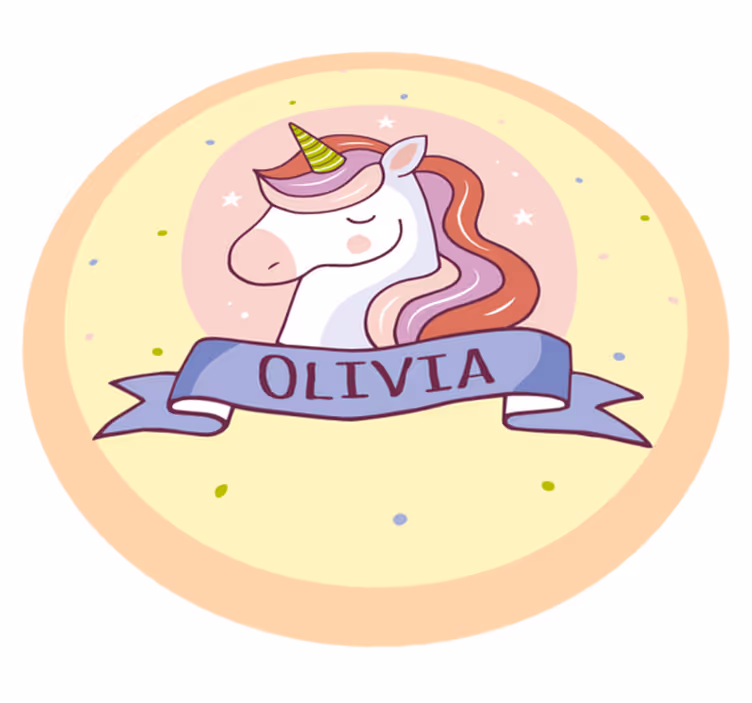 Customisable name unicorn circular rug - TenStickers