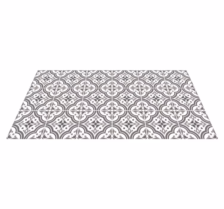 Classic grey floral pattern tile carpet - TenStickers