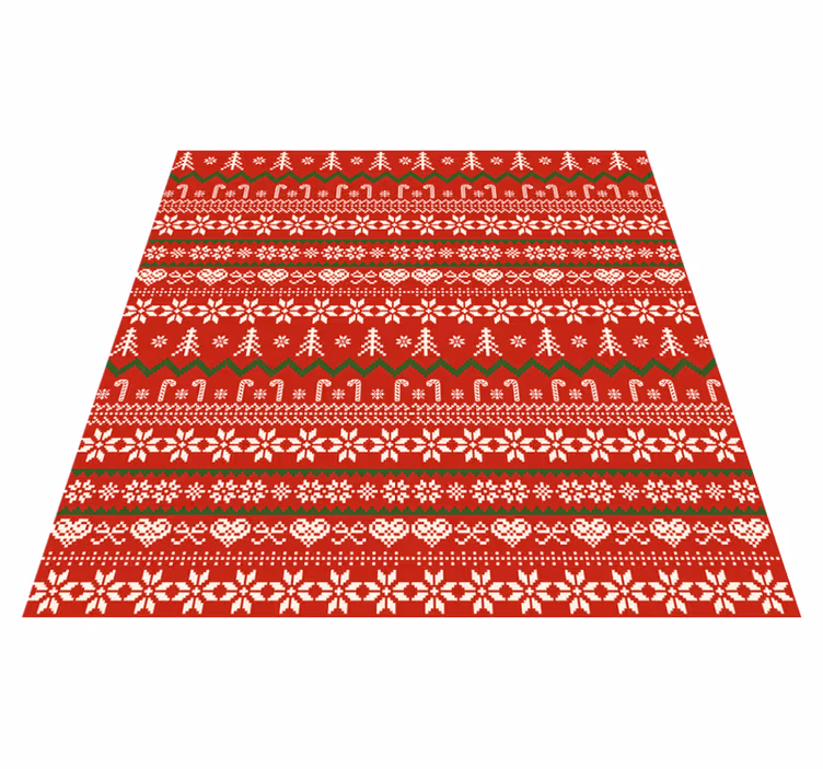 Red textile pattern Christmas rug - TenStickers