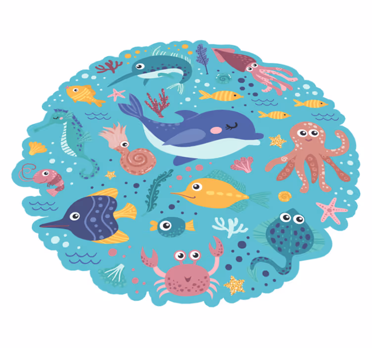 fish illustrations kids vinyl carpet - TenStickers