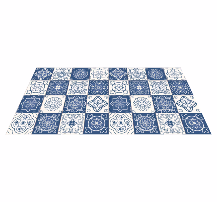 vintage blue tiles kitchen vinyl carpet - TenStickers