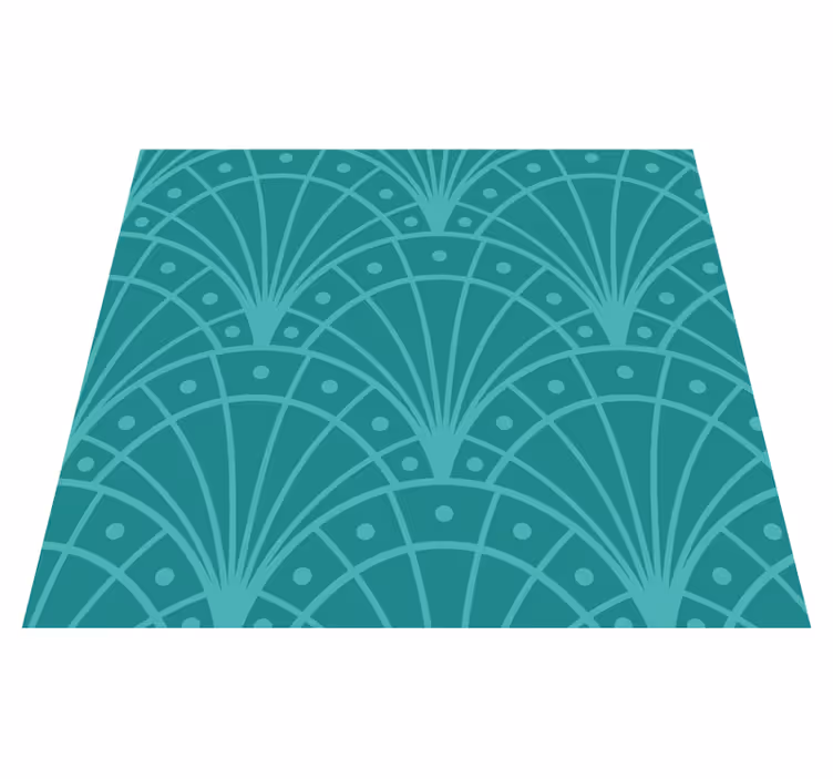Turquoise blue art deco design kitchen vinyl rug - TenStickers