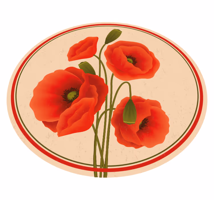 red poppies floral vinyl carpet - TenStickers