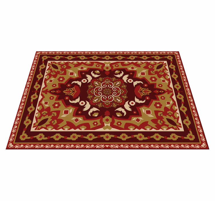 Floral geometric vintage design dining room vinyl carpet - TenStickers