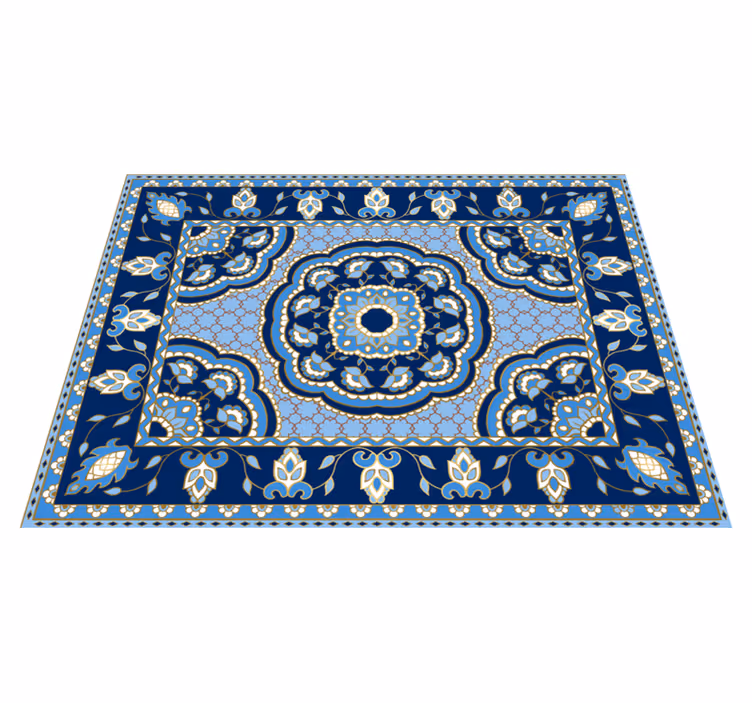 Oriental blue design dining room vinyl carpet - TenStickers