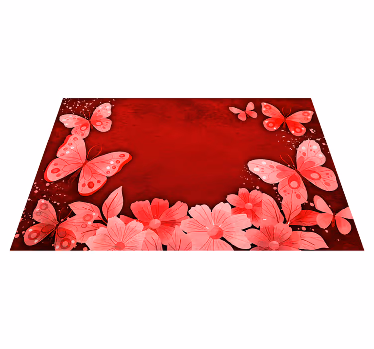 Flowers and butterflies design red vinyl carpet - TenStickers