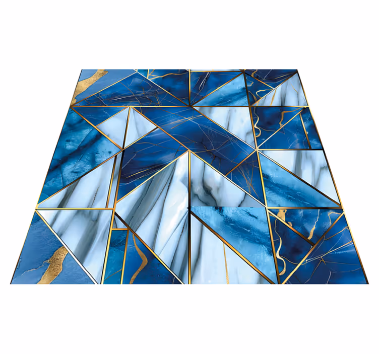Geometric blue marble effect vinyl carpet - TenStickers