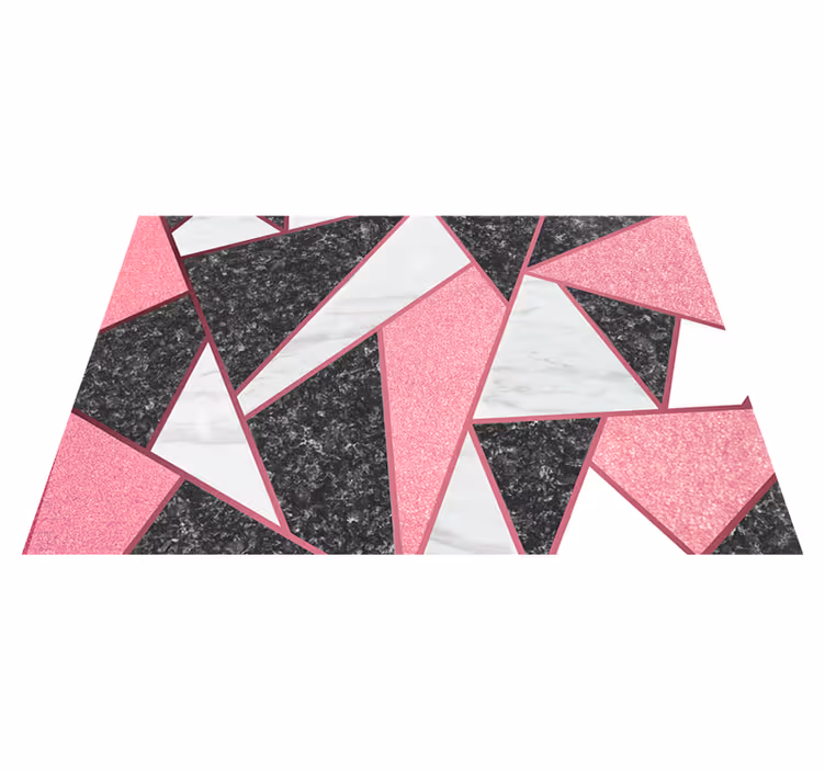 Pink & grey geometric shapes marble vinyl carpet - TenStickers