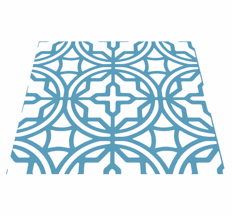 Geometric turquoise pattern blue vinyl carpet - TenStickers