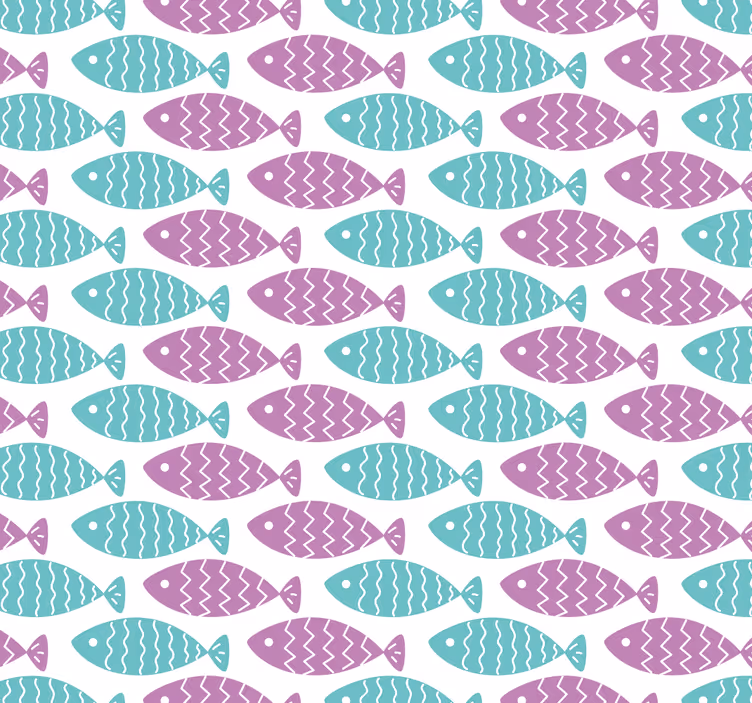 Geometric Fish Motif wallpaper for the nursery - TenStickers